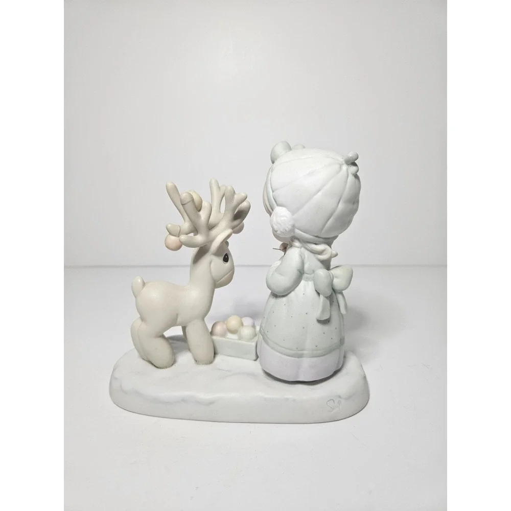 Precious Moments Merry Christmas Deer Figurine 522317 Vintage 1989 Enesco